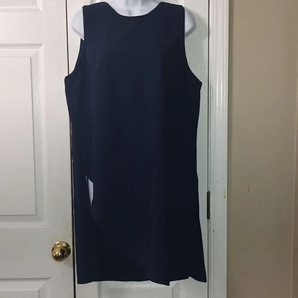 WHBM Officer Blue Lillian sleeveless slit tunic Sz 14 NWT